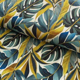 Jersey VISCOSE Rustling leaves yellow digital print