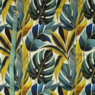 Jersey VISCOSE Rustling leaves yellow digital print