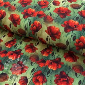 Jersey VISCOSE It's Raining Poppy's green digital print
