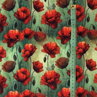 Jersey VISCOSE It's Raining Poppy's green digital print