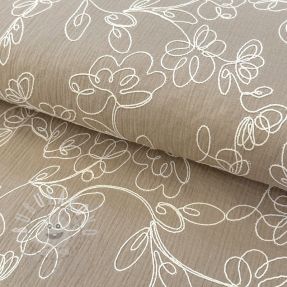 Dupla géz/muszlin EMBROIDERY Climbing flowers beige