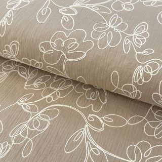 Dupla géz/muszlin EMBROIDERY Climbing flowers beige