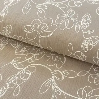 Dupla géz/muszlin EMBROIDERY Climbing flowers beige