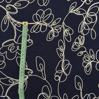 Dupla géz/muszlin EMBROIDERY Climbing flowers navy