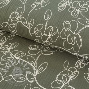 Dupla géz/muszlin EMBROIDERY Climbing flowers pickle