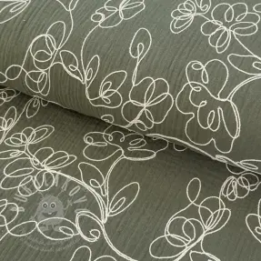 Dupla géz/muszlin EMBROIDERY Climbing flowers pickle