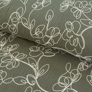Dupla géz/muszlin EMBROIDERY Climbing flowers pickle