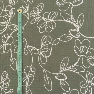 Dupla géz/muszlin EMBROIDERY Climbing flowers pickle