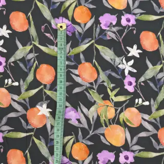 Viszkóz SATIN Leaves and oranges digital print