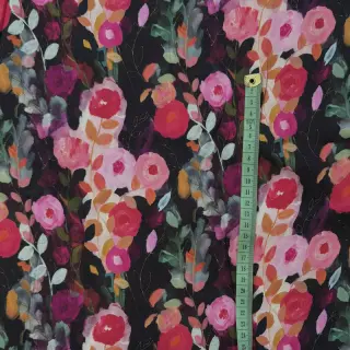 Viszkóz SATIN Night flowers black digital print