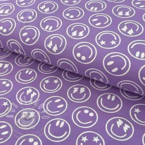Jersey Happy faces lavender digital print