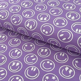 Jersey Happy faces lavender digital print