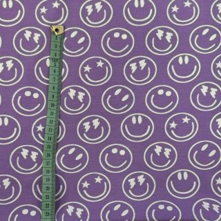 Jersey Happy faces lavender digital print