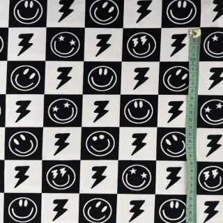 Jersey Happy faces square black digital print