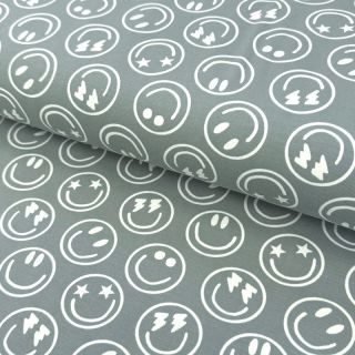 Jersey Happy faces sage digital print