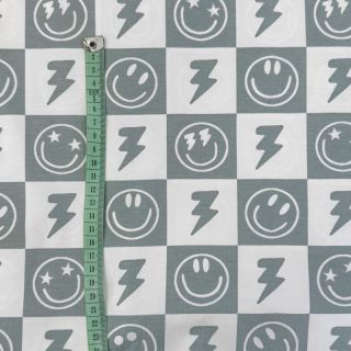 Jersey Happy faces square sage digital print