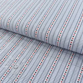Pamutvászon JACQUARD Hearts light blue