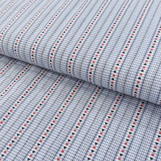 Pamutvászon JACQUARD Hearts light blue