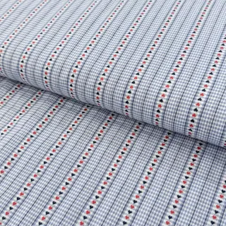 Pamutvászon JACQUARD Hearts light blue