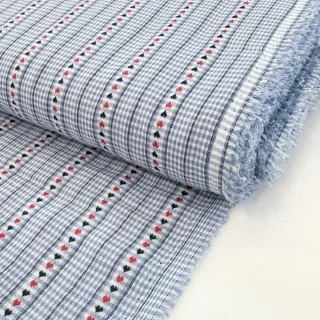 Pamutvászon JACQUARD Hearts light blue