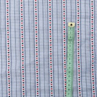 Pamutvászon JACQUARD Hearts light blue