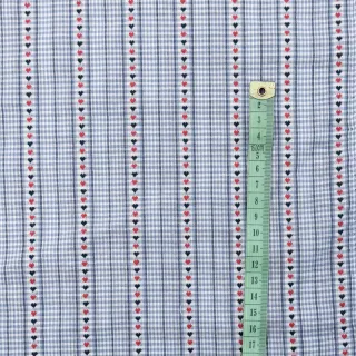Pamutvászon JACQUARD Hearts light blue
