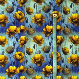 Jersey VISCOSE It's Raining Poppy's blue digital print