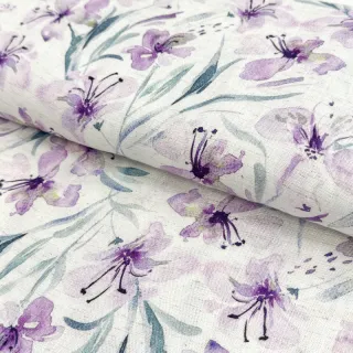 Viszkóz lenvászonnal Natural Lin Laurel purple digital print