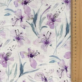 Viszkóz lenvászonnal Natural Lin Laurel purple digital print