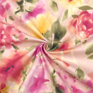 Pamutvászon SATIN Kauai pink digital print