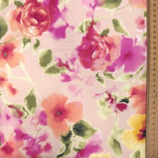 Pamutvászon SATIN Kauai pink digital print