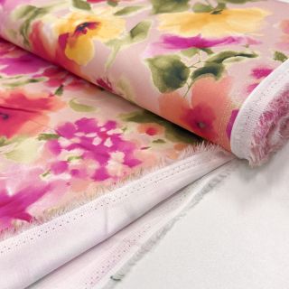 Pamutvászon SATIN Kauai pink digital print