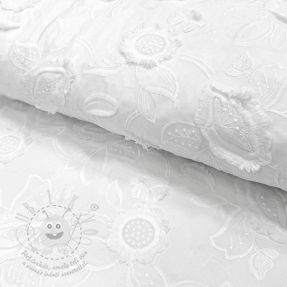 Pamutvászon EMBROIDERY Catchy Swingy white