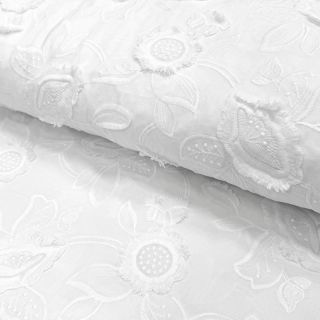Pamutvászon EMBROIDERY Catchy Swingy white