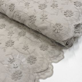 Pamutvászon EMBROIDERY Catchy daisy beige