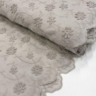 Pamutvászon EMBROIDERY Catchy daisy beige