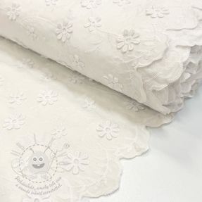 Pamutvászon EMBROIDERY Catchy daisy off white