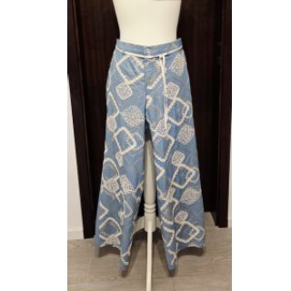 Pamutvászon JEANS EMBROIDERY Square light blue