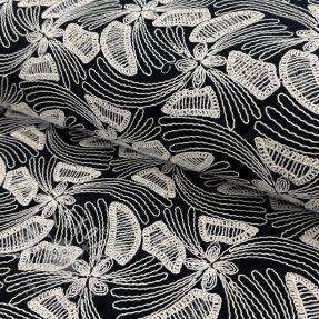 Pamutvászon EMBROIDERY Amia black
