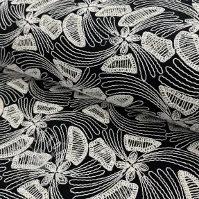 Pamutvászon EMBROIDERY Amia black