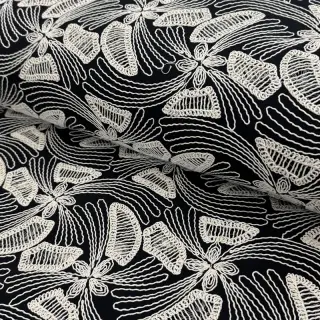 Pamutvászon EMBROIDERY Amia black