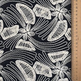 Pamutvászon EMBROIDERY Amia black