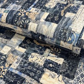 Pamutvászon TWILL DENIM Mix print design A