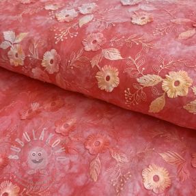 Pamutvászon TIE DYE EMBROIDERY Poppy design K