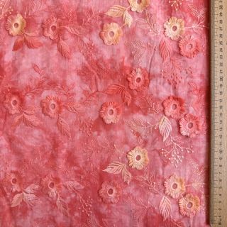Pamutvászon TIE DYE EMBROIDERY Poppy design K