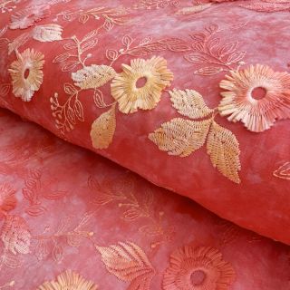 Pamutvászon TIE DYE EMBROIDERY Poppy design K