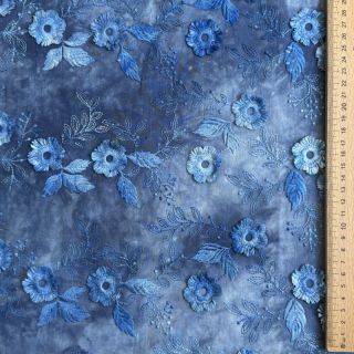 Pamutvászon TIE DYE EMBROIDERY Poppy design L