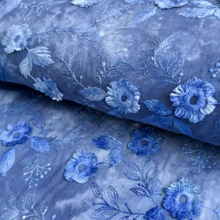 Pamutvászon TIE DYE EMBROIDERY Poppy design L
