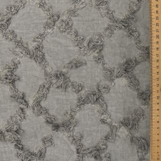 Pamutvászon lenvászonnal Vintage Fringe Diamonds grey