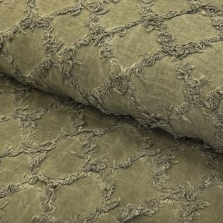 Pamutvászon lenvászonnal Vintage Fringe Diamonds army